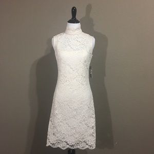 Hope & Harlow Cream High Neck Lace Dress